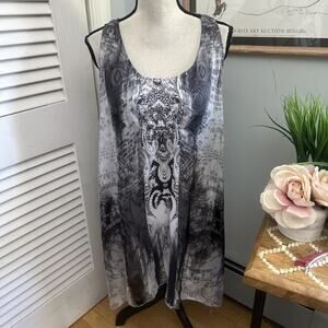 LIVE AND LET LIVE Womens Dress Medium Gray Chiffon Studded Fairy Grunge Whimsy